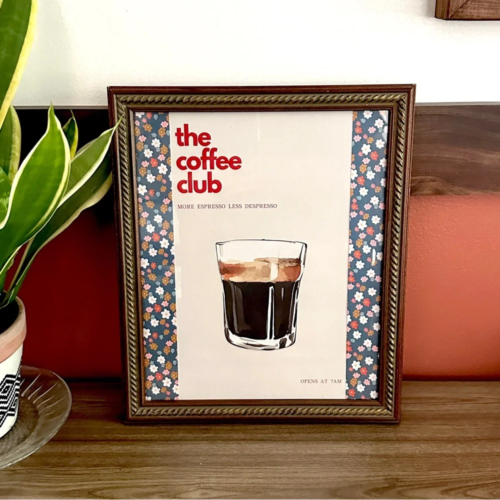 The Coffee Club Retro Style More Espresso, Less Depresso Canvas Art Print Framed